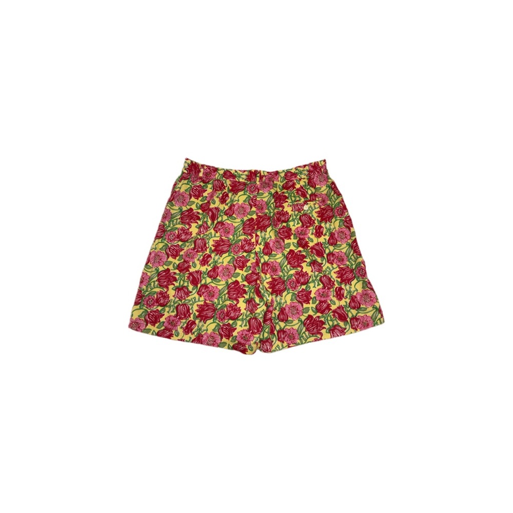 Vintage Lilly Pulitzer White Tag Yellow Floral Cotton Plus Size Shorts - Size 20